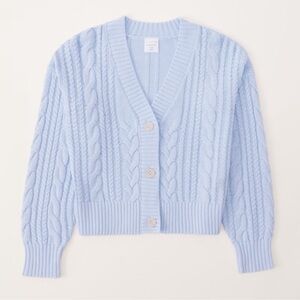 Abercrombie Kids Girls Cropped Cable Stitch Cardigan